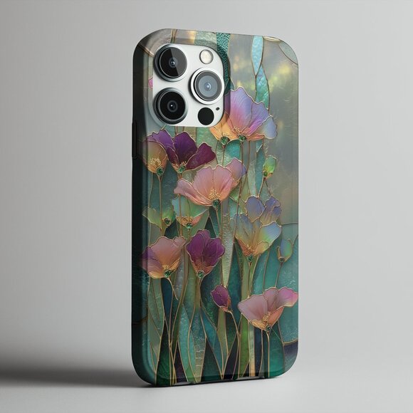 Floral Stained Glass Luxe IPhone 16,15,14,13 (Pro Max,Pro,Plus) Phone Case - Picture 4 of 13
